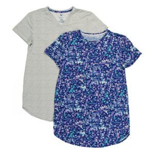 N Natori Floral and Solid Nightshirt Set NWT